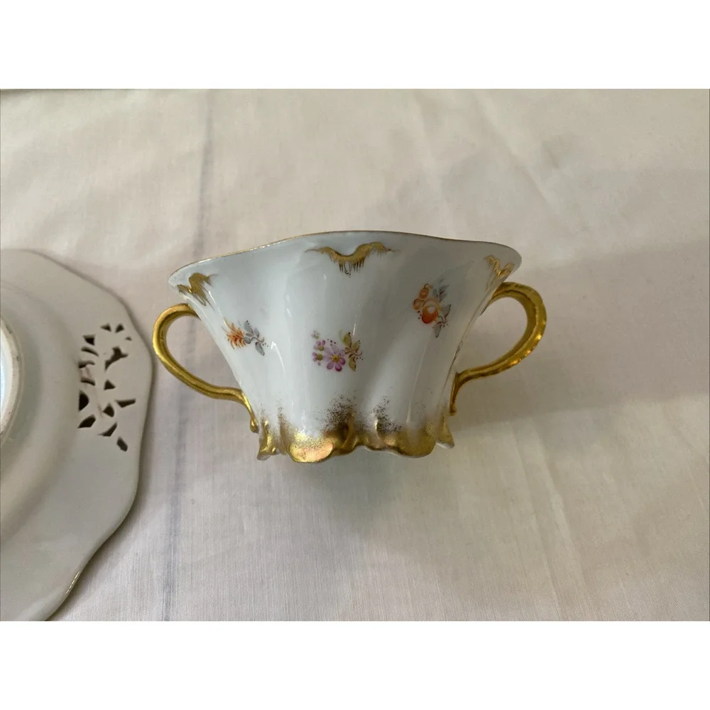 Antique Dresden 28936 demitasse cup and saucer, hand painted (not matching)